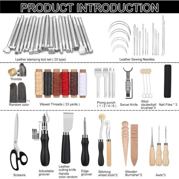 Leather Craft Tools Leather Working Tools Kit with Custom Storage Bag - Picture 3 of 7